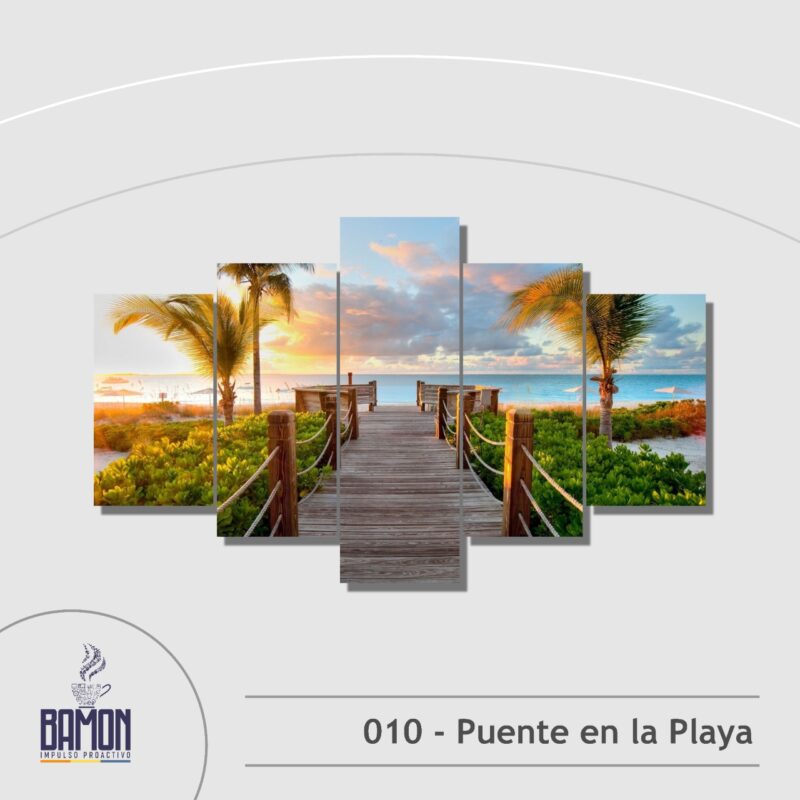 Multicuadro de 5 Piezas de Puente en la Playa