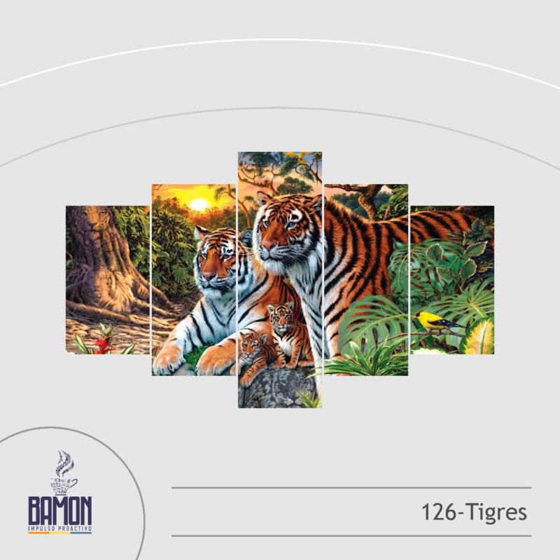 Multicuadro de 5 Piezas de Tigres