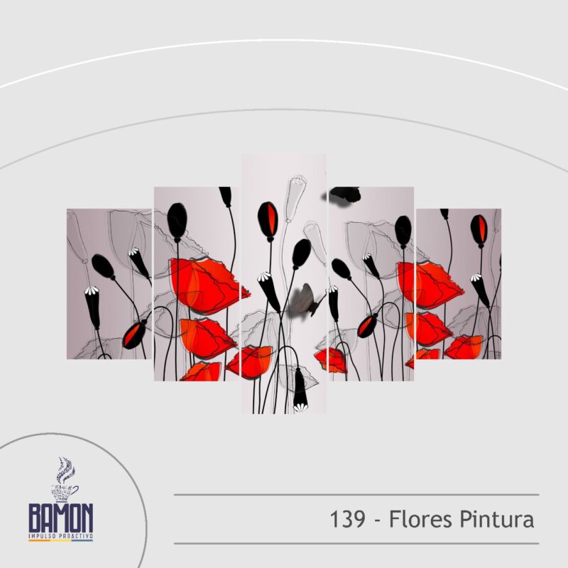 Multicuadro de 5 Piezas de Flores Pintura