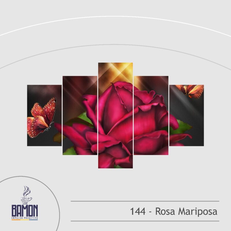 Multicuadro de 5 Piezas de Rosa Mariposa