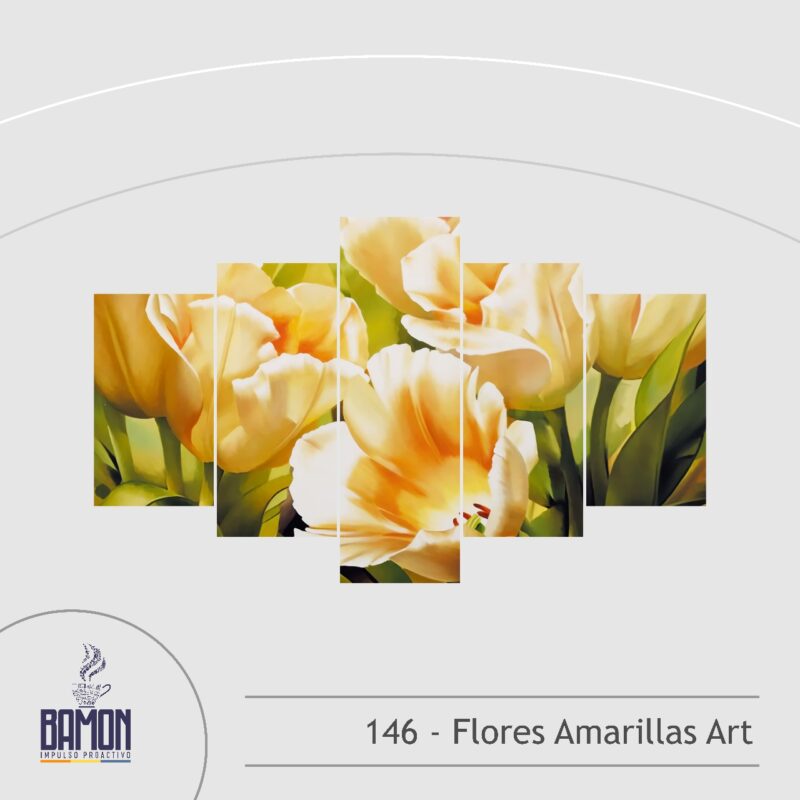 Multicuadro de 5 Piezas de Flores Amarillas