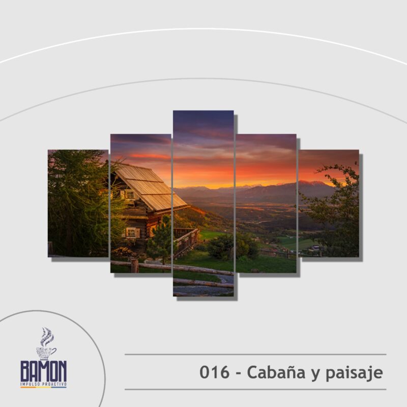 Multicuadro de 5 Piezas de Cabaña y Paisaje