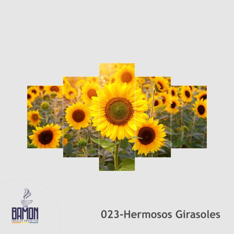 Multicuadro de 5 Piezas de Hermosos Girasoles
