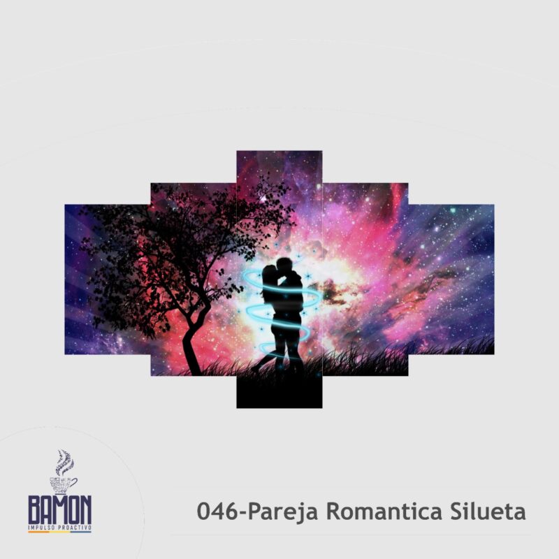 Multicuadro de 5 Piezas de Pareja Romantica Silueta