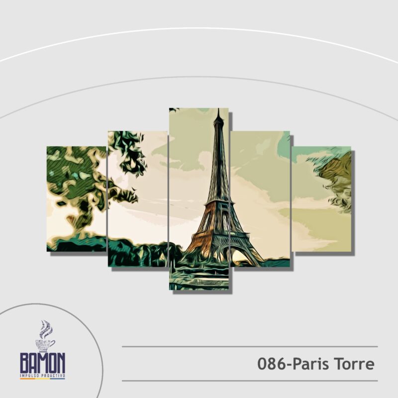 Multicuadro de 5 Piezas de Torre Eiffel Paris