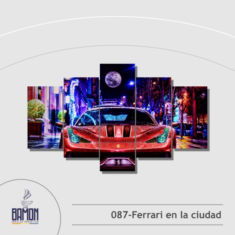 Multicuadro de 5 Piezas de Ferrari en la ciudad