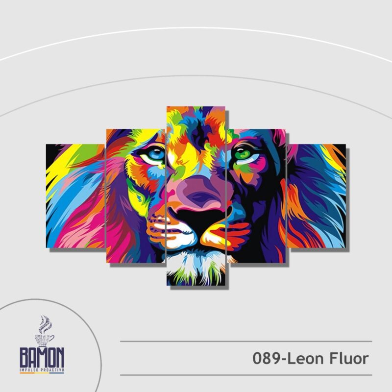 Multicuadro de 5 Piezas de Leon Fluor