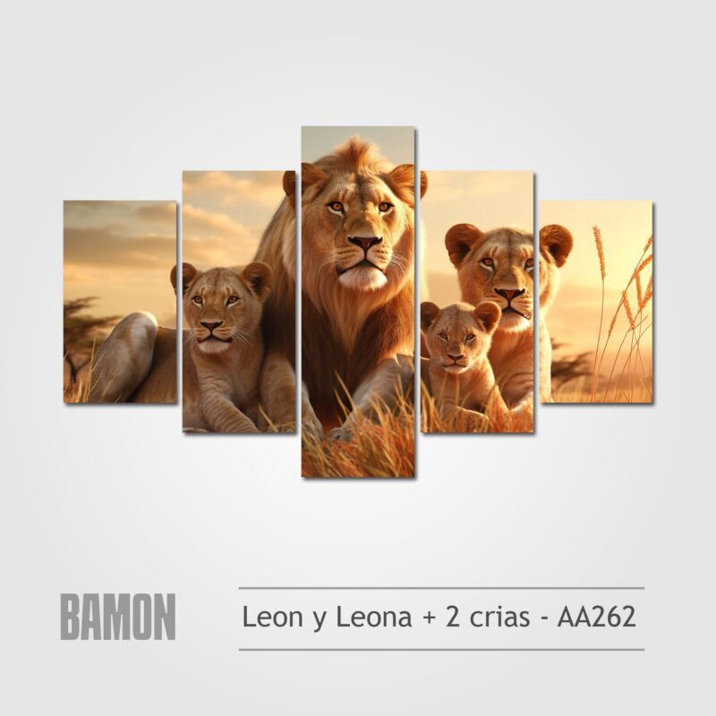 Leon y Leona y 2 crias - AA262